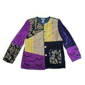 VINTAGE INDIGO MOON JACKET PURPLE PAISLEY‎ PATCHWORK COLOR